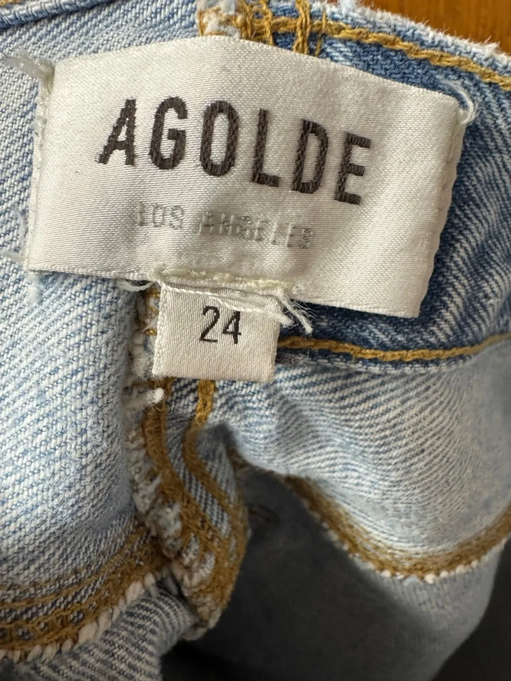 AGOLDE Criss Cross Waistband Denim Jean Cutoff Shorts Jorts Light Wash Blue 24 - Picture 7 of 16